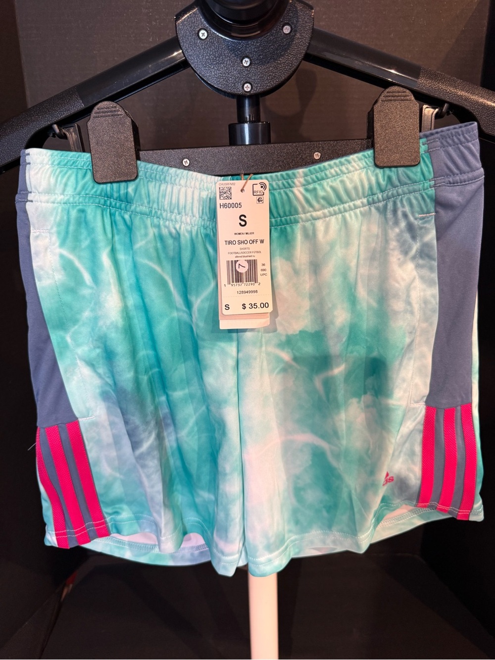 Adidas Women's Tie-Dye Athletic Shorts - Teal & Pink Accents Size Small